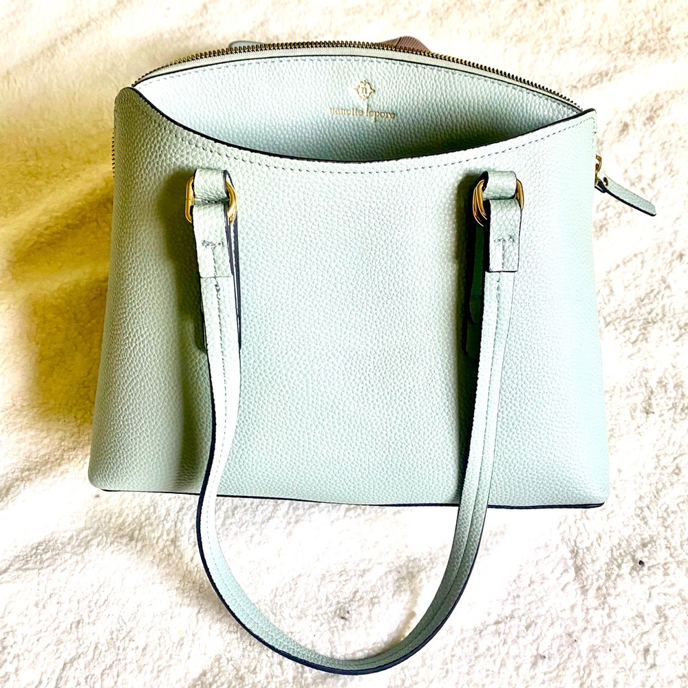 Sage with floral lining purse
